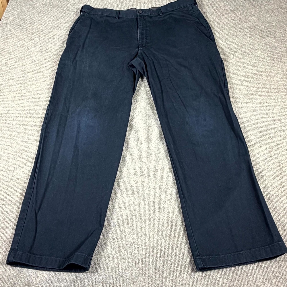 Haggar Work Pants Men 38x29 Blue Cotton Flat Front Straight Classic Professional